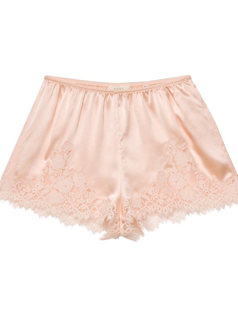 Doen Iona Silky Lace Trim Shorts - Peach